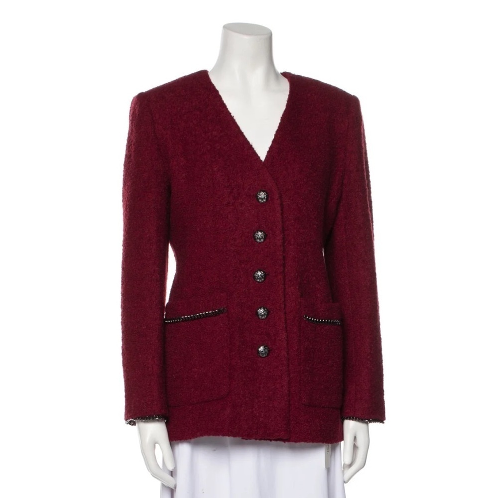 Kobi Halperin-NWT Burgundy Red Scottie Chain Blazer Jacket - Picture 2 of 8